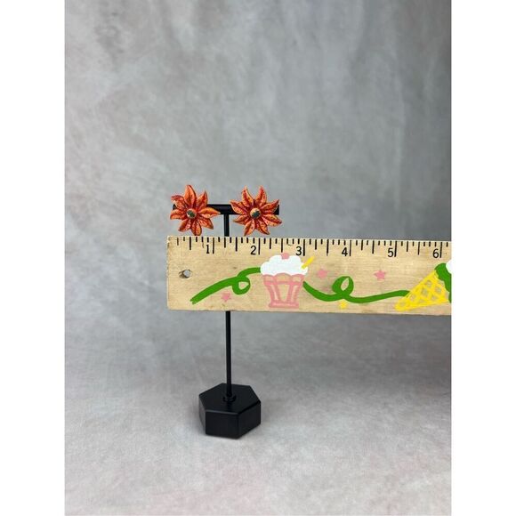 Vintage 1960s Celluloid Flower Earrings Mod MCM Flower Power - Picture 4 of 8